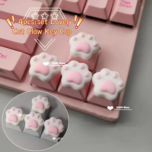 Cat Paw Keycaps for Mechanical Keyboards – 4-Piece Set