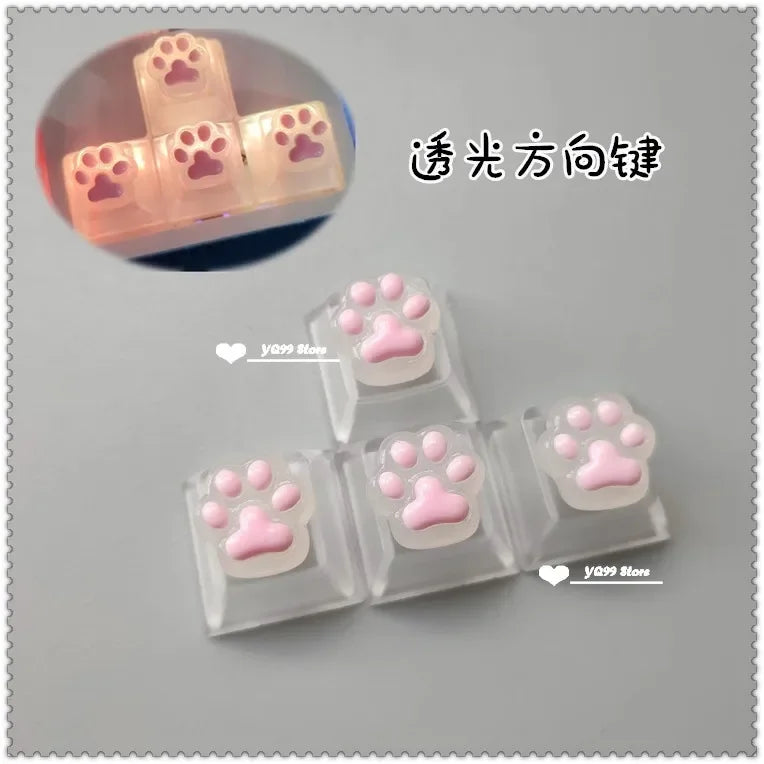 Cat Paw Keycaps for Mechanical Keyboards – 4-Piece Set